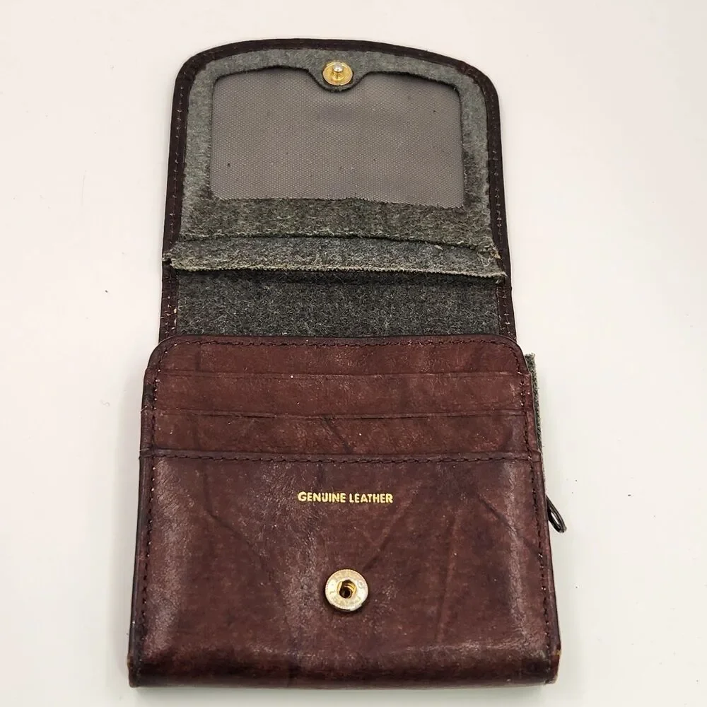 Vintage Women’s Folding Brown Leather Wallet Hand-Tooled Floral Coin ID Holder